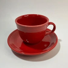 Homer Laughlin FIESTA WARE Scarlet RED Cup & Saucer SET Lead-free USA
