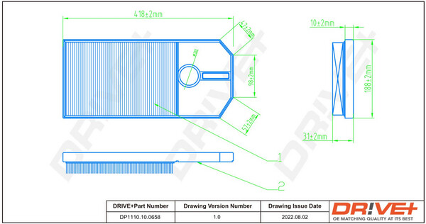 Dr!ve+ DP1110.10.0658 Luftfilter FüR VW Seat Skoda-image