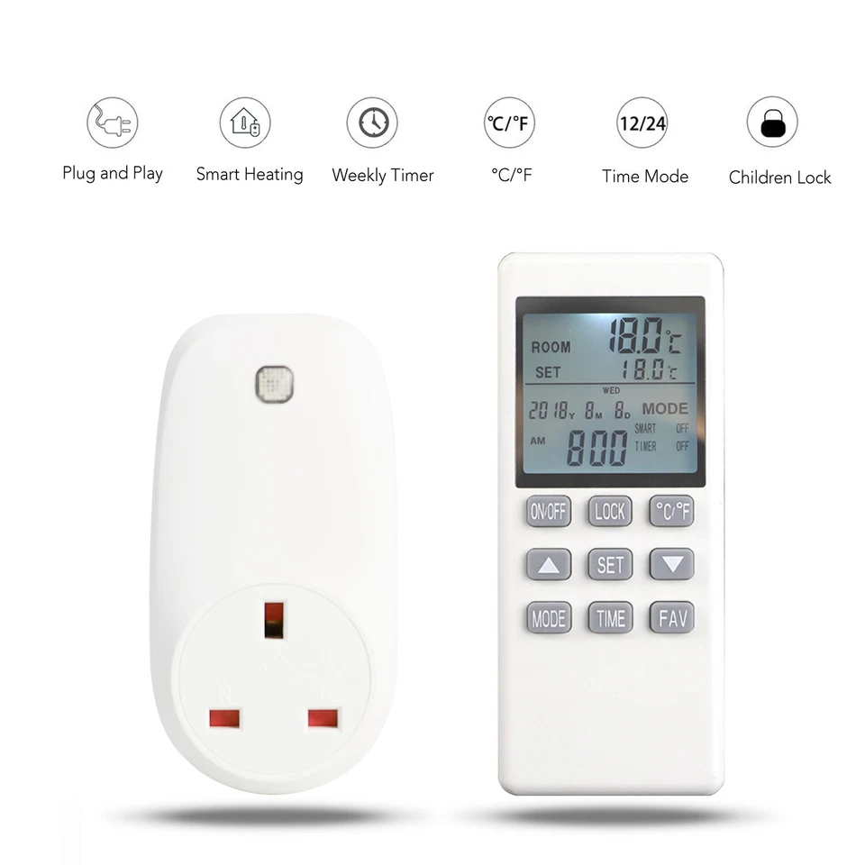 Thermostat Plug Socket Thermostat Programmable Remote Control for Heating Device - Image 2 of 4