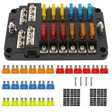 12-Way Auto Blade Fuse Holder Box Block with LED Indicator12V 32V Car Marine