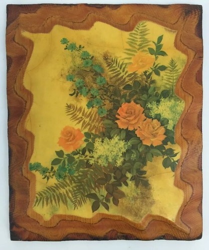 Wall Art Plaque Kitchy Shabby Victorian Chic Flowers Wood Primitive Handmade - Picture 11 of 12