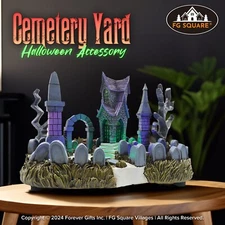 FG Square Cemetary Yard Theme Spooky Halloween Village Decor 10x5x6"
