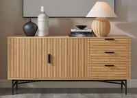 Sideboard Eiche Echtholzfurnier/Schwarz 160 Cm Kommode Buffets Hochboard Schrank