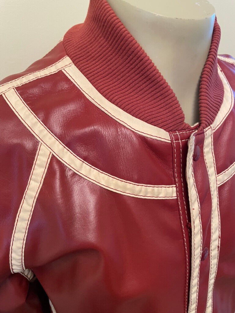 VINTAGE AMEREX REVERSIBLE VINYL JACKET RUST & CREAM LARGE VINTAGE AMEREX REVERSIBLE VINYL JACKET RUST & CREAM LARGE