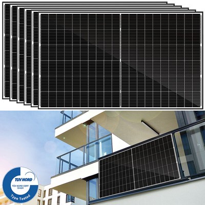 revolt 6er-Set monokristalline Solarmodule, 380 W, IP68, MC4-komp., schwarz