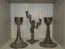 TRITTICO CANDELABRI IN BRONZO ANTICHI