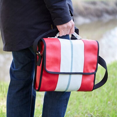 Red White Recycled Fire Hose Messenger Bag 2nd Quality UK