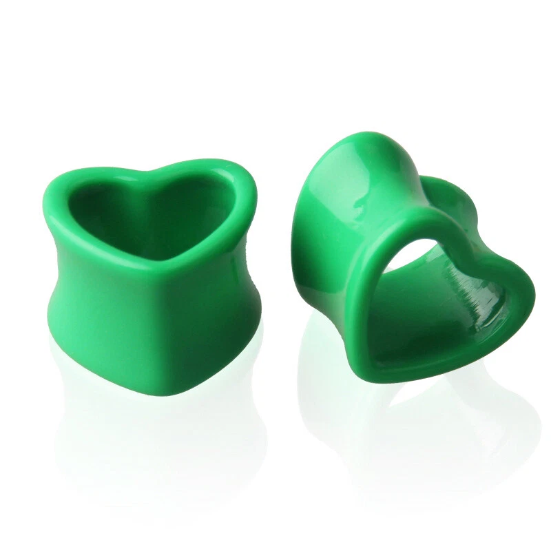 2 Pares Unisex Punk Acrílico Corazón Doble Acampanado Sillín Carne Túnel Oreja Tapón Calibre Foto 3 de 4