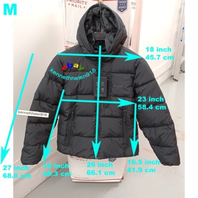 HOLLISTER ULTIMATE COZY LINED PUFFER JACKET COAT BLACK MENS SIZE