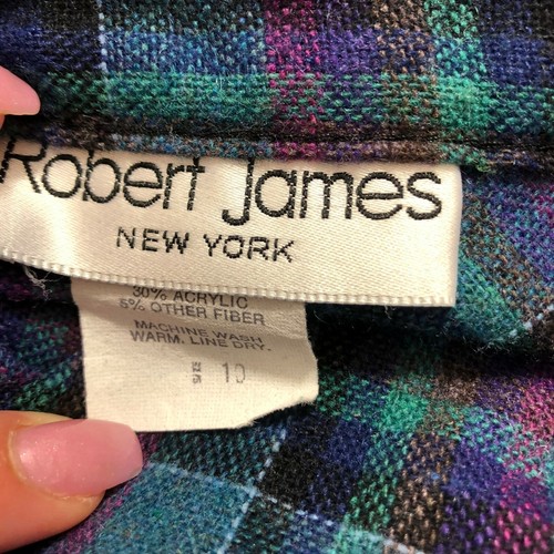 Vintage Robert James Plaid Wool Blend Skirt High Waist Flare Size 10 M - Picture 4 of 7