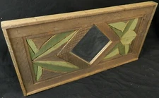 Austin Lath Art Vintage Folk Wood Inlay Floral Mirror 25x12"