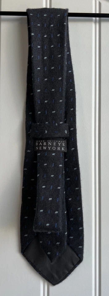 Corbata de cachemir de diseñador geométrico gris/azul hecha en Italia de Barney's New York Foto 2 de 2