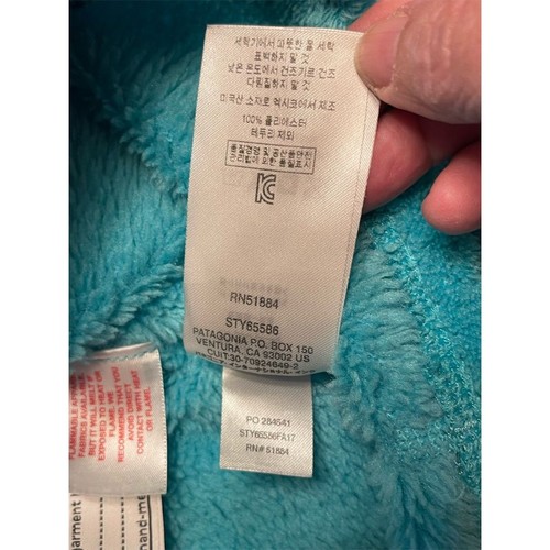 Patagonia Girl’s Snap-T Fleece Pullover Teal Size 12 L Kangaroo Pocket - Picture 9 of 12