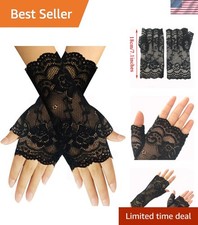 Fine Floral Lace Fingerless Gloves - Women  s Elegant Accessory for Occasions