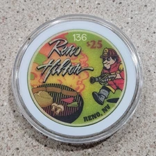1998 Reno Hilton Casino #136 Hootin' Hilton Hot n' Fiery Weekend $25 Chipco Chip