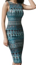 White House Black Market Sz 2 Womens Blue Fully Embroidered Elegant Luxury Dress