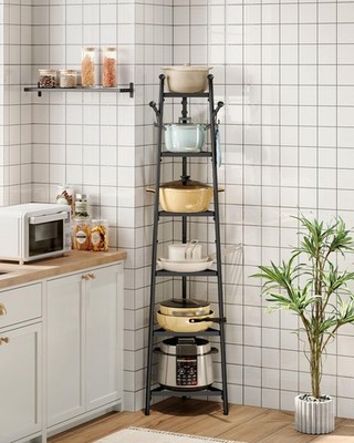 CHOEZON Pot Racks, 6-Tier Cookware Stand, Triangle Shelf Storage Tower for Ki...