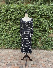 NWT Reformation Wallflower Midi in Mustang Black Ivory Slit Crepe Dress 4 $248