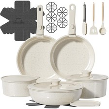 23 Pcs Pots and Pans Set Non Stick, Ceramic Cookware Set Non Toxic with Detac...