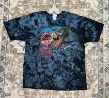 VTG JURASSIC PARK The Ride Universal Studios Hollywood T-Shirt Blue Tie-Dye XL