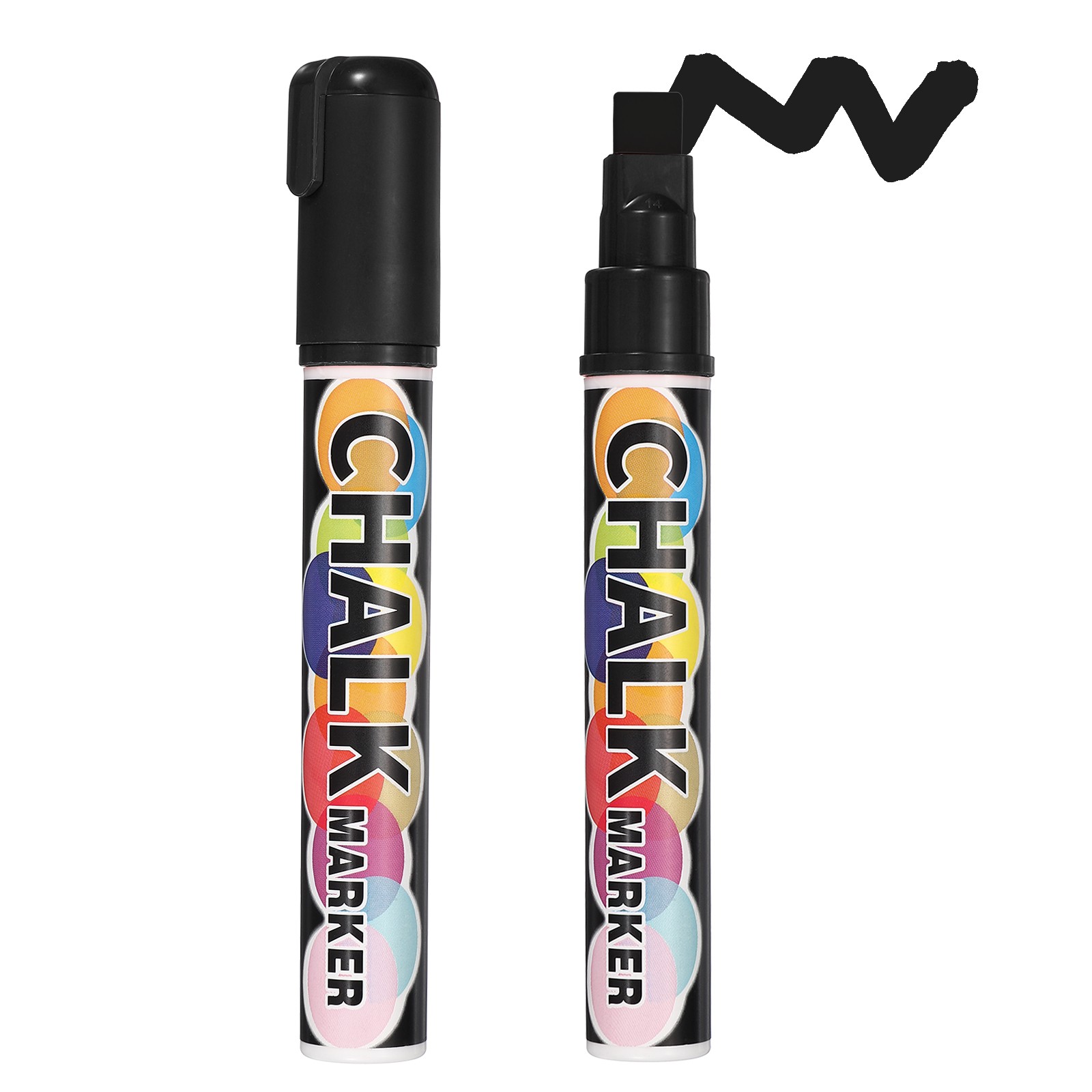 10mm, 2 Pcs Chalkboard Markers Erasable Tip, Black
