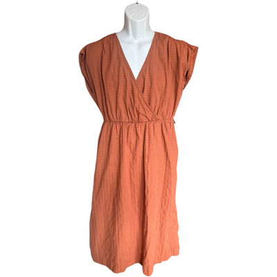 Womens Universal Thread Pumpkin Fall Orange Faux Wrap Midi Dress - Sz M