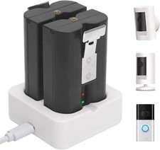 2Pack 6040mAh Replacement Battery + Charger for Ring Doorbell 2/3/4 Stick Up Cam