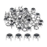 80Pcs Strassnieten, 6Mm Runde Nieten Kristallklauenperlen Nagelkopf, Grau