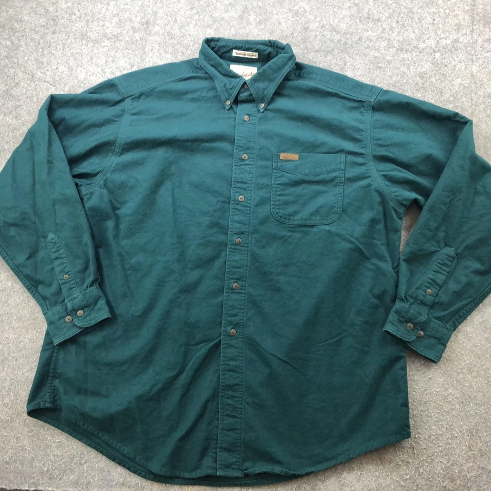 Woolrich Shirt Mens XL Green Sportsman Chamois Button Down Long Sleeve - Image 2 of 4