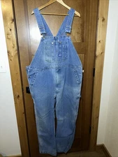 BIG SMITH Overalls Mens 46x30 Blue Jean Denim Bibs Work Farm Ranch Carpenter