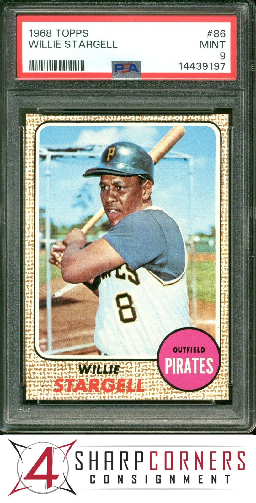1968 TOPPS #86 WILLIE STARGELL PIRATES HOF PSA 9