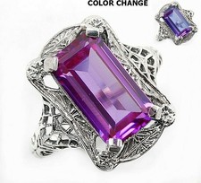 10CT Alexandrite 925 Solid Sterling Silver Art Deco Ring Jewelry Sz 6,7,8,9 AZ2