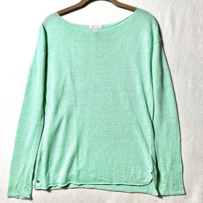 Lilly Pulitzer Alana Sweater XS 100% Linen Keylime Green Preppy Coastal