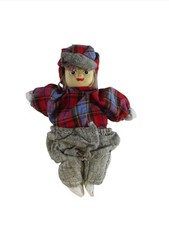 Vintage Flannel Dressed Girl Porcelain Head Sand Filled Body 