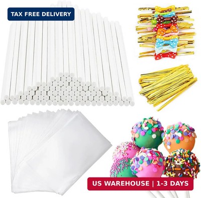 SOTMALTK 320Pcs Cake Pop Sticks and Wrappers Kit, 6inch Lollipop Sticks FAST USA