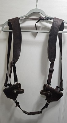 Vintage Dual Leather Shoulder Carrier Harness Adjustable Western Style...