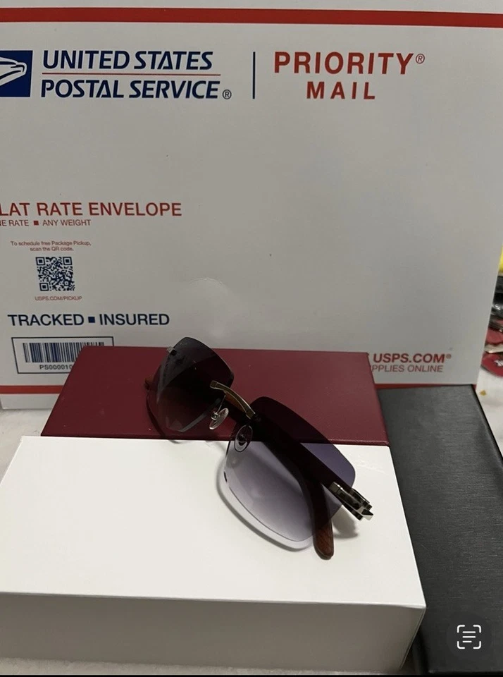 Firma Big C Oro Cuadrado/Claro/Gris/Marrón Cuerno de Búfalo Madera Buffs Gafas Foto 2 de 4