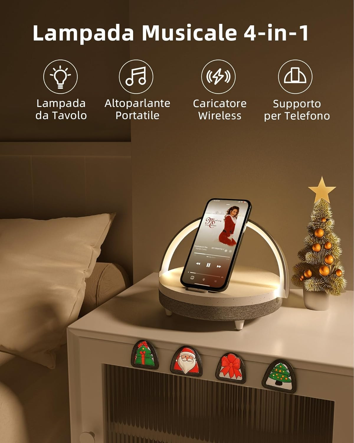 Lampada Smart 3-in-1: Ricarica Wireless 10W, Bluetooth 5.0 e Luce Touch - 2