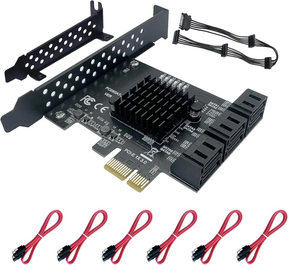 Tarjeta de expansión de 6 puertos PCIe SATA 3.0 de alta velocidad - Compatible con Windows/Linux Foto 3 de 4