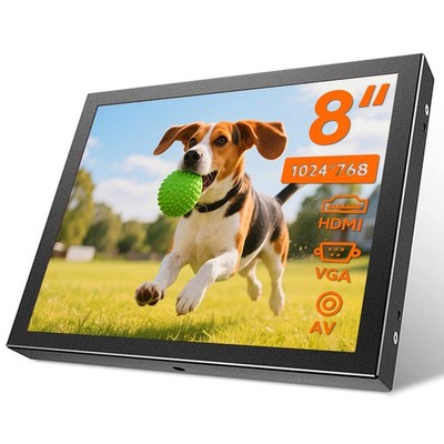 Eyoyo 8'' Small HD Monitor 1024x768 Built-in Speaker for Car Rear View, CCTV, CCD
