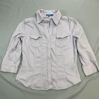 Escada Sport Shirt Womens 38 Fits M Purple Corduroy Casual Summer Top