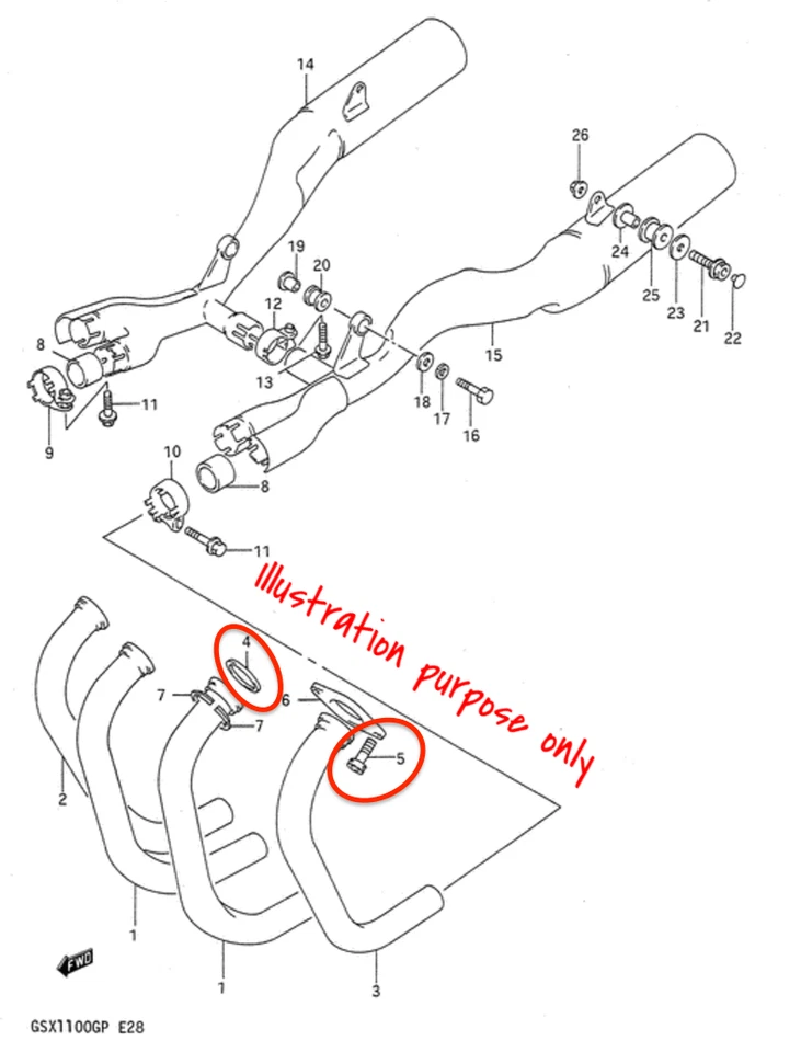 Exhaust Manifold Gasket Repair Set Suzuki GSX1100G 1991 (Complete Set) - Image 2 of 2