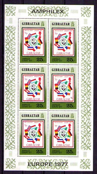 Gibraltar Europa Sello sobre sello hojita del año 1977 (Y-394) - Imagen 1 de 1