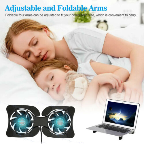Dual USB Cooling Fan Pad Foldable Slim Fans Cooler Stand for PC Notebook Laptop - Picture 7 of 9