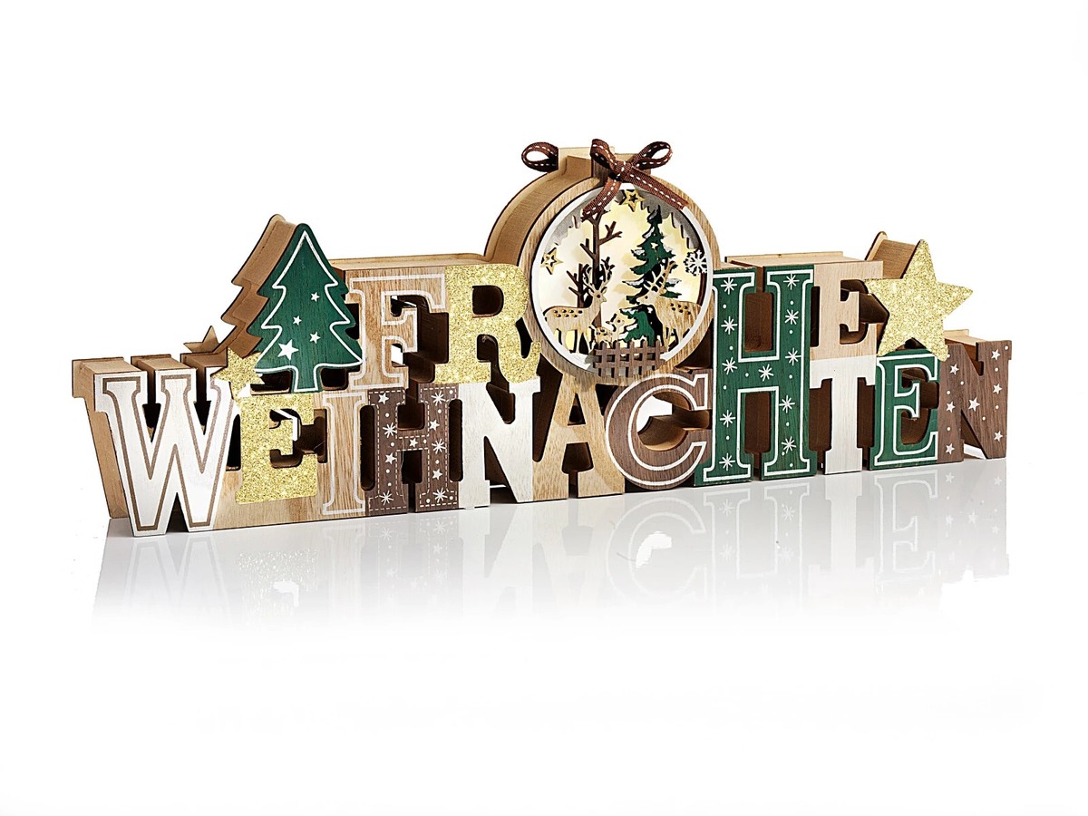 Weihnachtliches Tablett-Dekor Set – 11-teilig, Holz, Mit „Merry Christmas“ & Kevin-Motiv