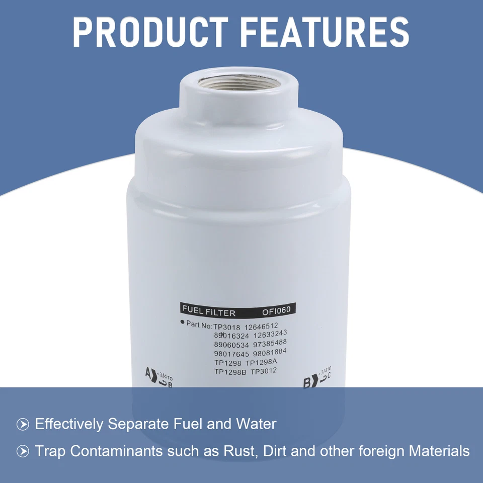 Топливный фильтр TP3018 для грузовиков Chevrolet GMC 6,6 л PPS9059 заменяет ACDelco TP3012 - Изображение 2 из 4