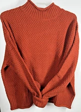 Cherfly Women's Size Large 12-14 Red Mock Turtleneck Long Sleeve Sweater NWT