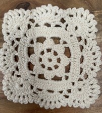 Hand Crochet Lace Doilies / Coasters 4” Square Natural / Beige ( Pack Of 6 ) 