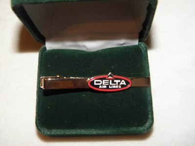 DELTA AIRLINE TIE BAR CLIP CLASP OLD 60's LOGO AIRPLANE PILOT GIFT COLLECTIBLE