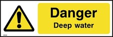 Danger Deep Water Sign or Sticker - All Material & Size options available. (WG8)